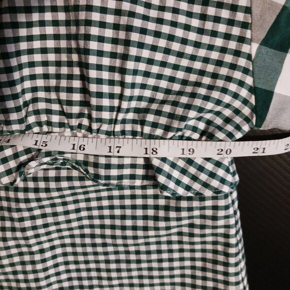 Zara Trafaluc Mixed Plaid Gingham Checkered Ruffle‎ Detail Button Down Blouse L - Picture 9 of 11
